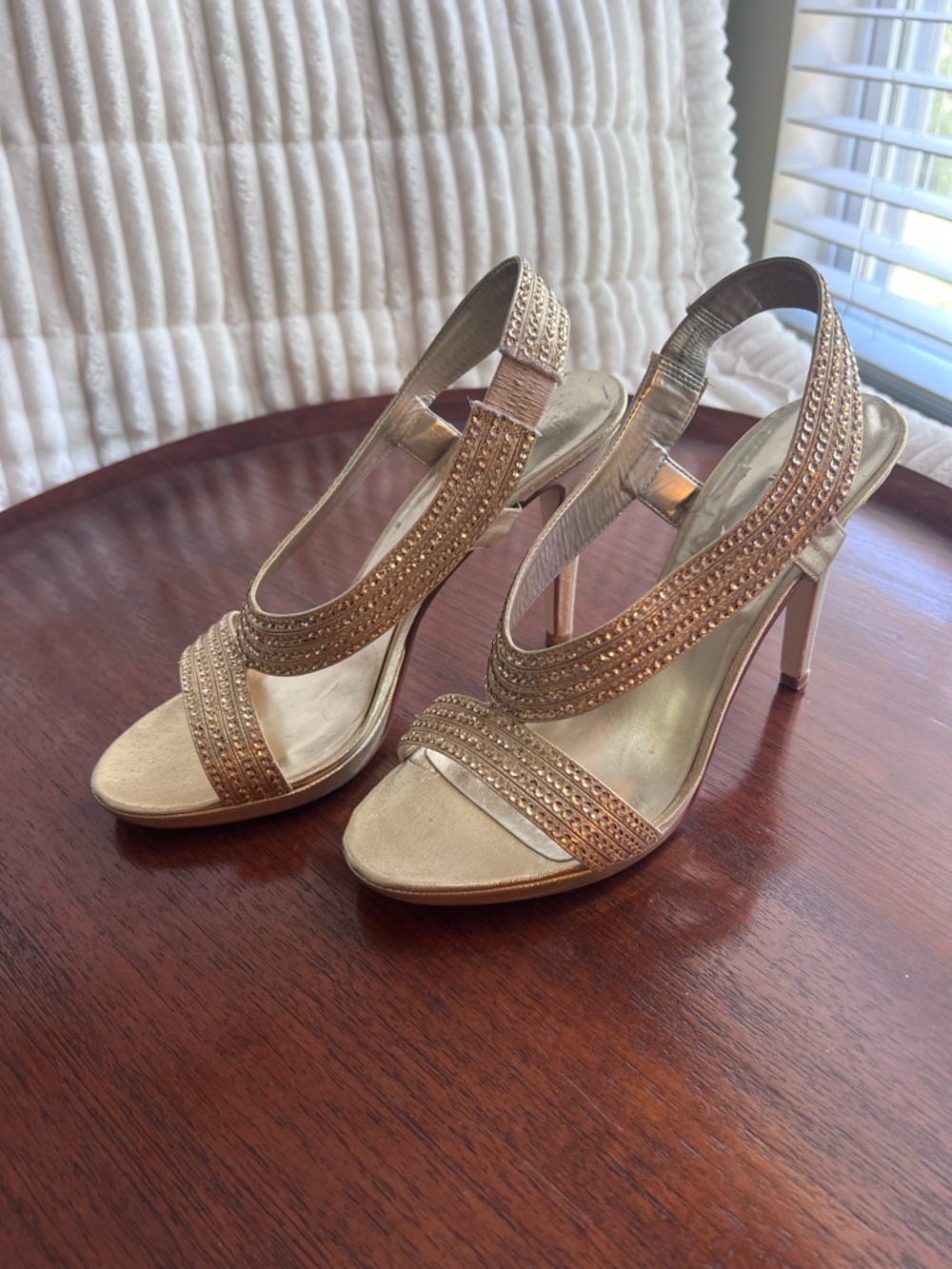 Caparros Metallic Gold Strappy Slingback Heels